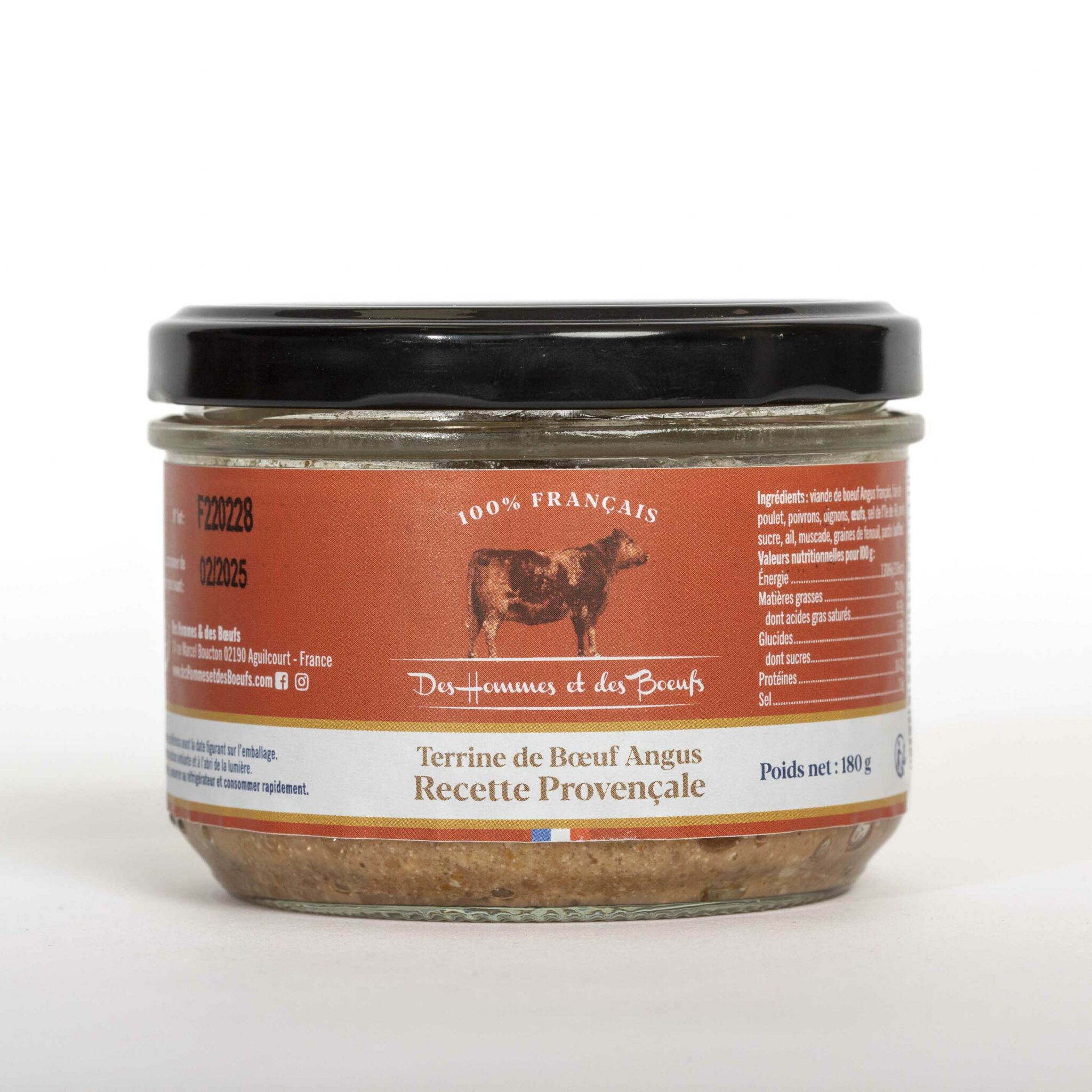 Terrine de Boeuf Angus, recette provençale 180 g deshommesetdesboeufs